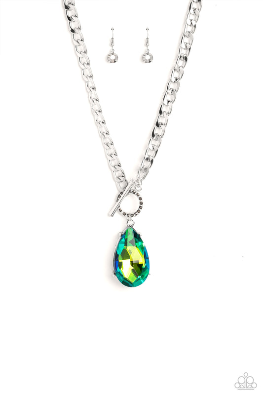 Edgy Exaggeration - Green - Paparazzi Necklace