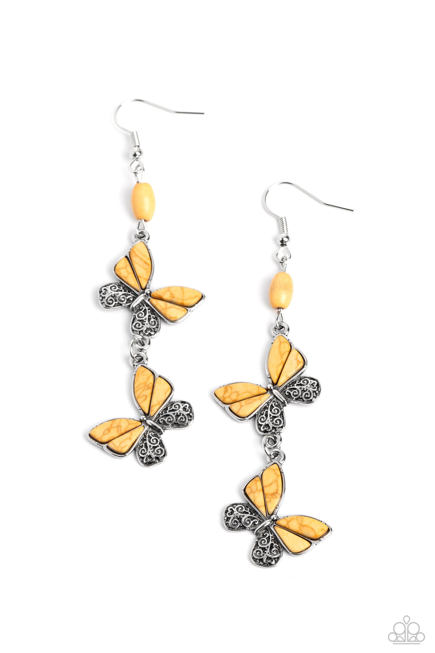 Spirited Soar - Yellow - Paparazzi Earrings