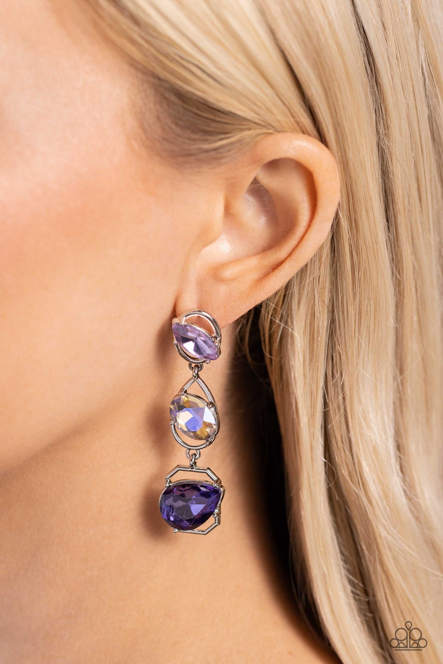 Dimensional Dance - Purple - Paparazzi Earrings