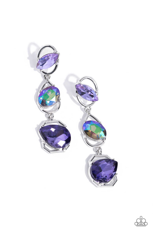 Dimensional Dance - Purple - Paparazzi Earrings