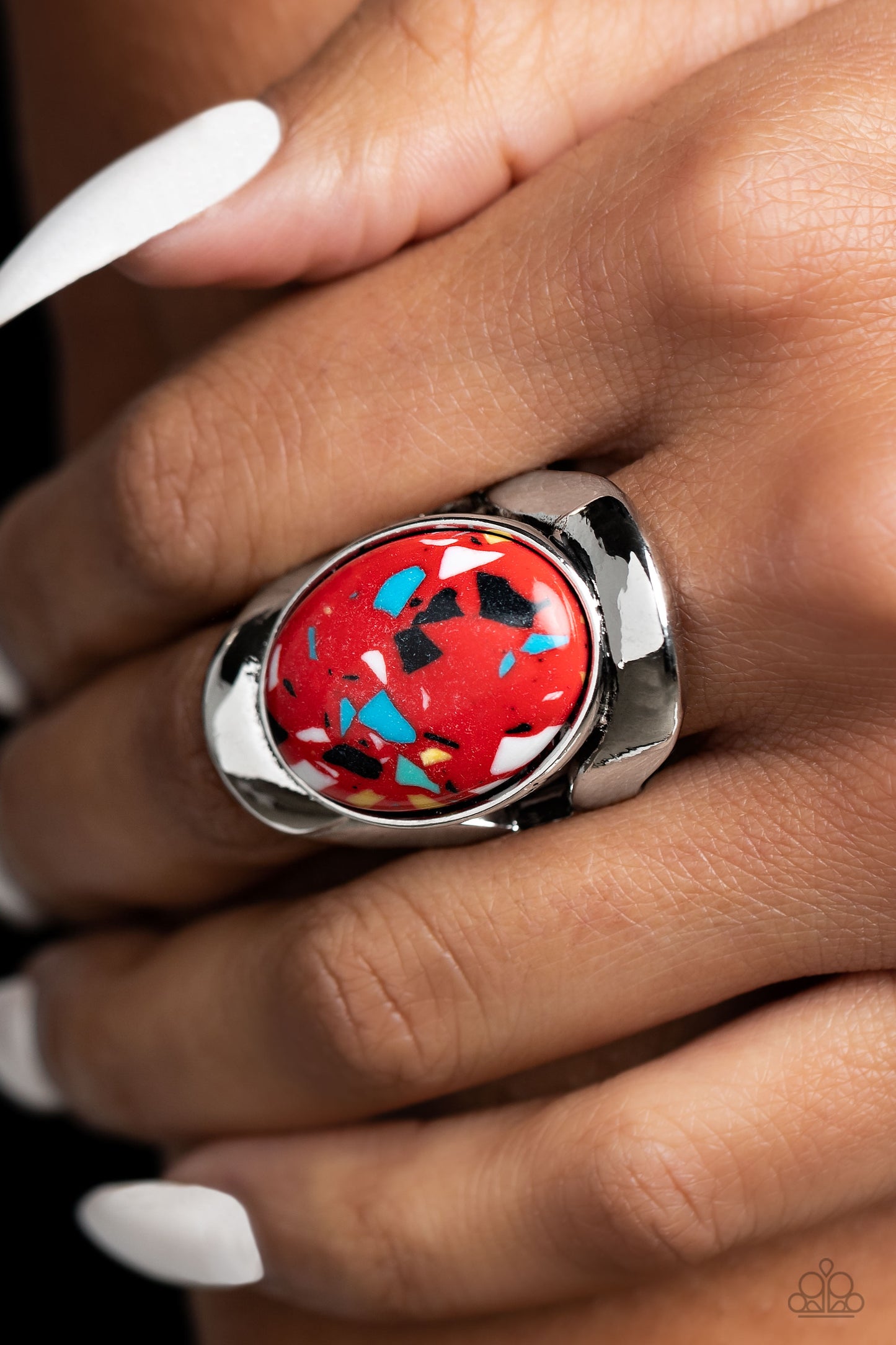 Terrazzo Tribute - Red - Paparazzi Ring