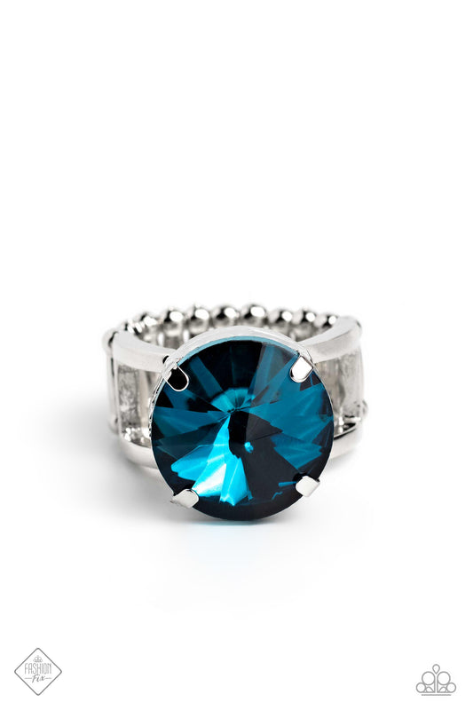 Pronged Powerhouse - Blue - Paparazzi Ring