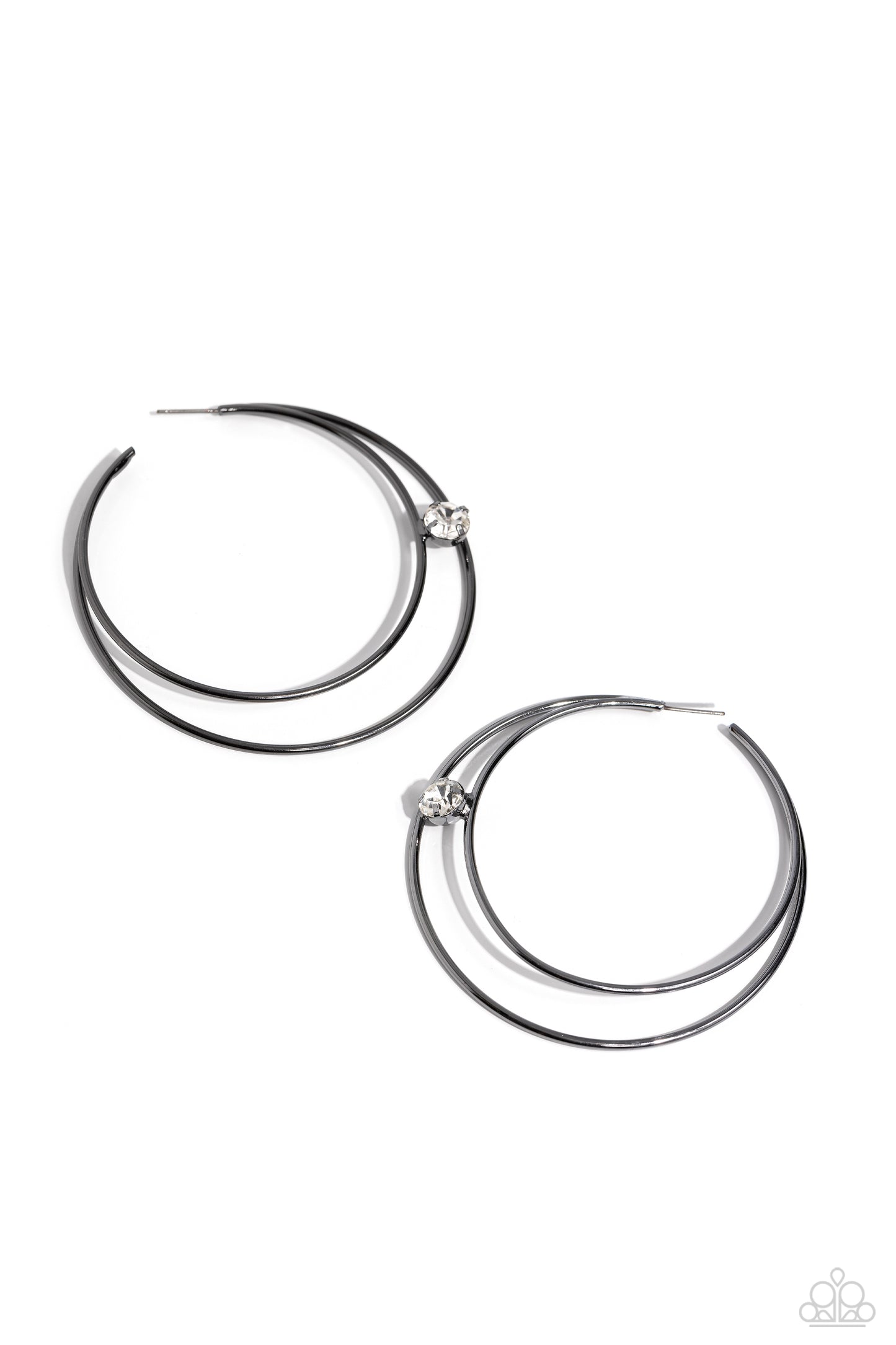 Theater HOOP - Black - Paparazzi Earrings