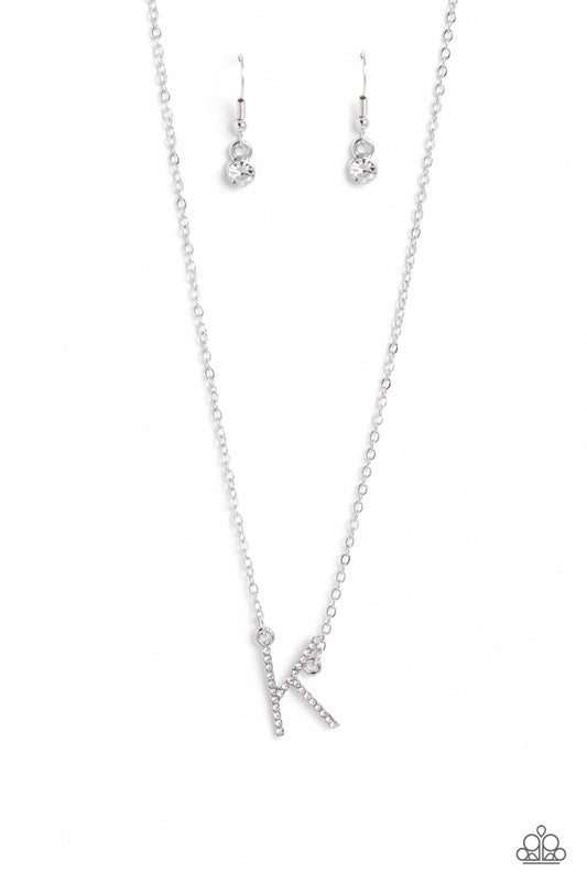 INITIALLY Yours - K - White - Paparazzi Necklace