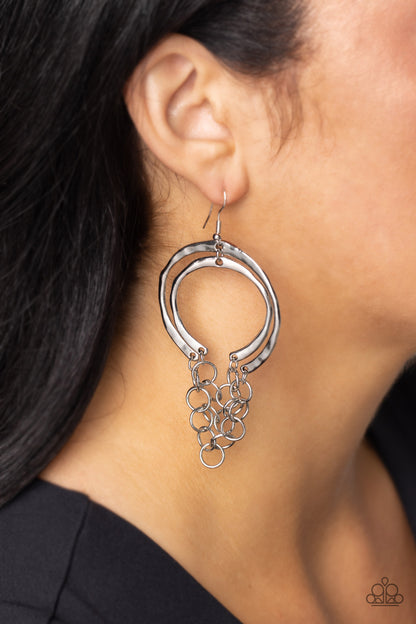 Don't Go CHAINg-ing - Silver - Paparazzi Earrings