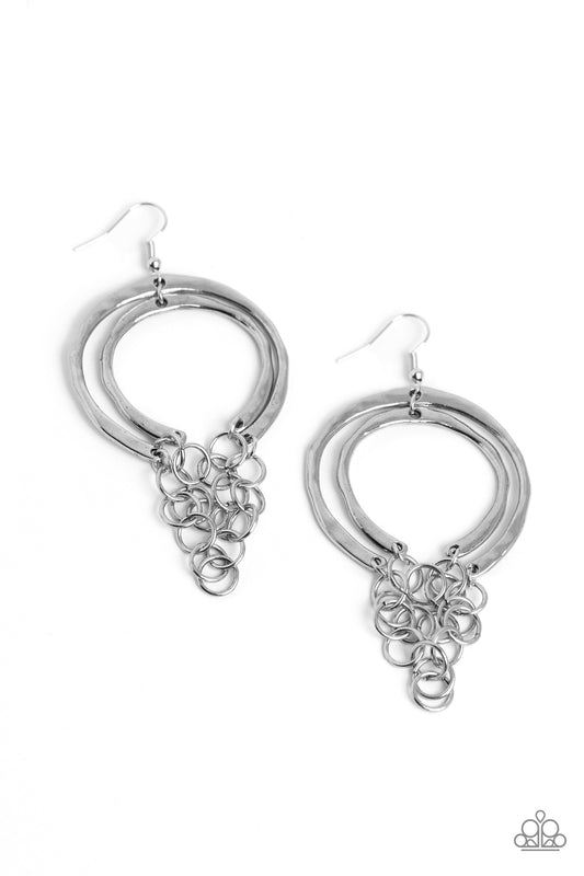 Don't Go CHAINg-ing - Silver - Paparazzi Earrings
