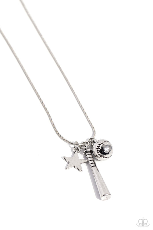 Hey Batter Batter! - Silver - Paparazzi Necklace