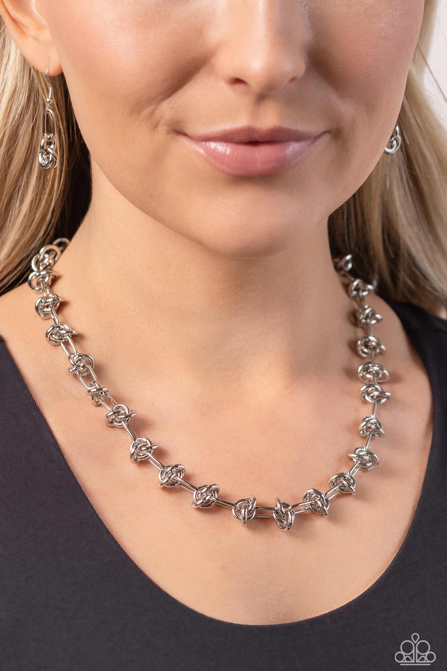 Knotted Kickoff - Silver - Paparazzi Necklace