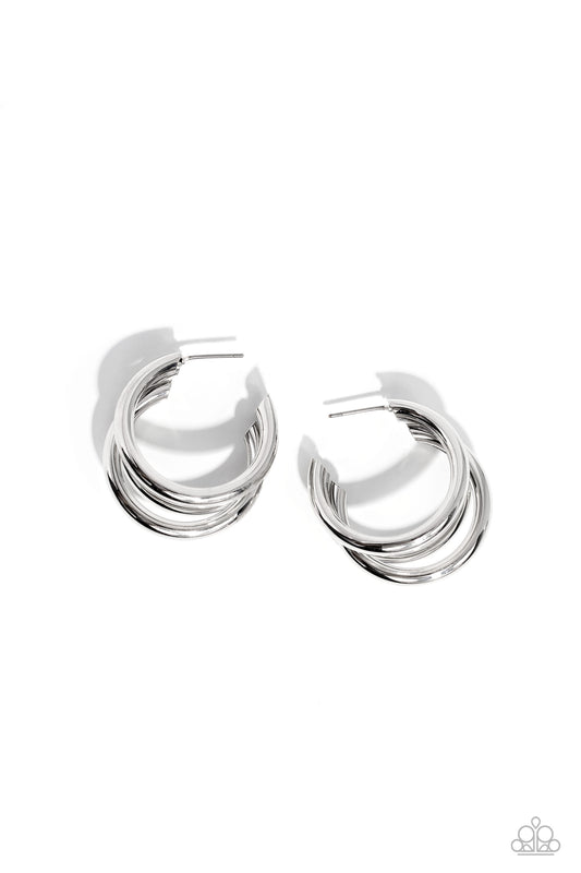 HOOP of the Day - Silver - Paparazzi Earrings