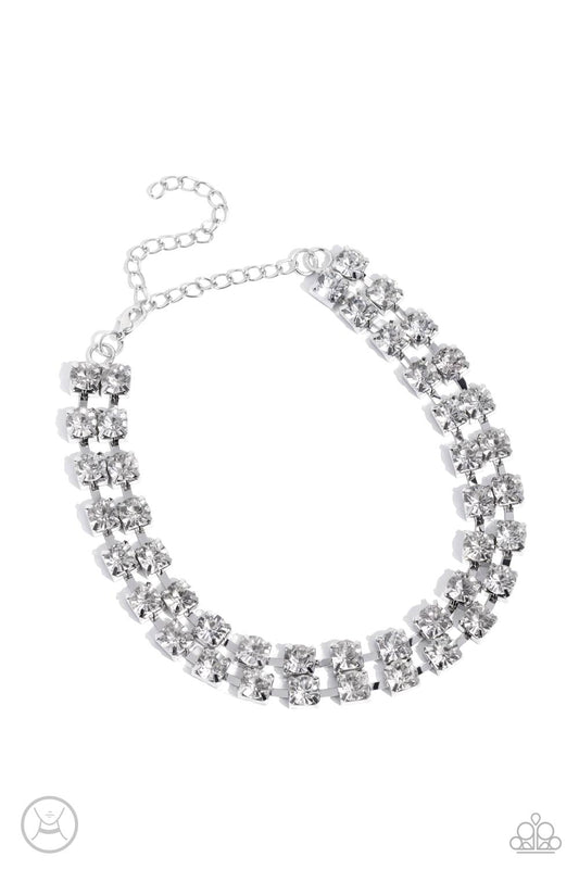 Glistening Gallery - White - Paparazzi Choker (2023 November LOP)