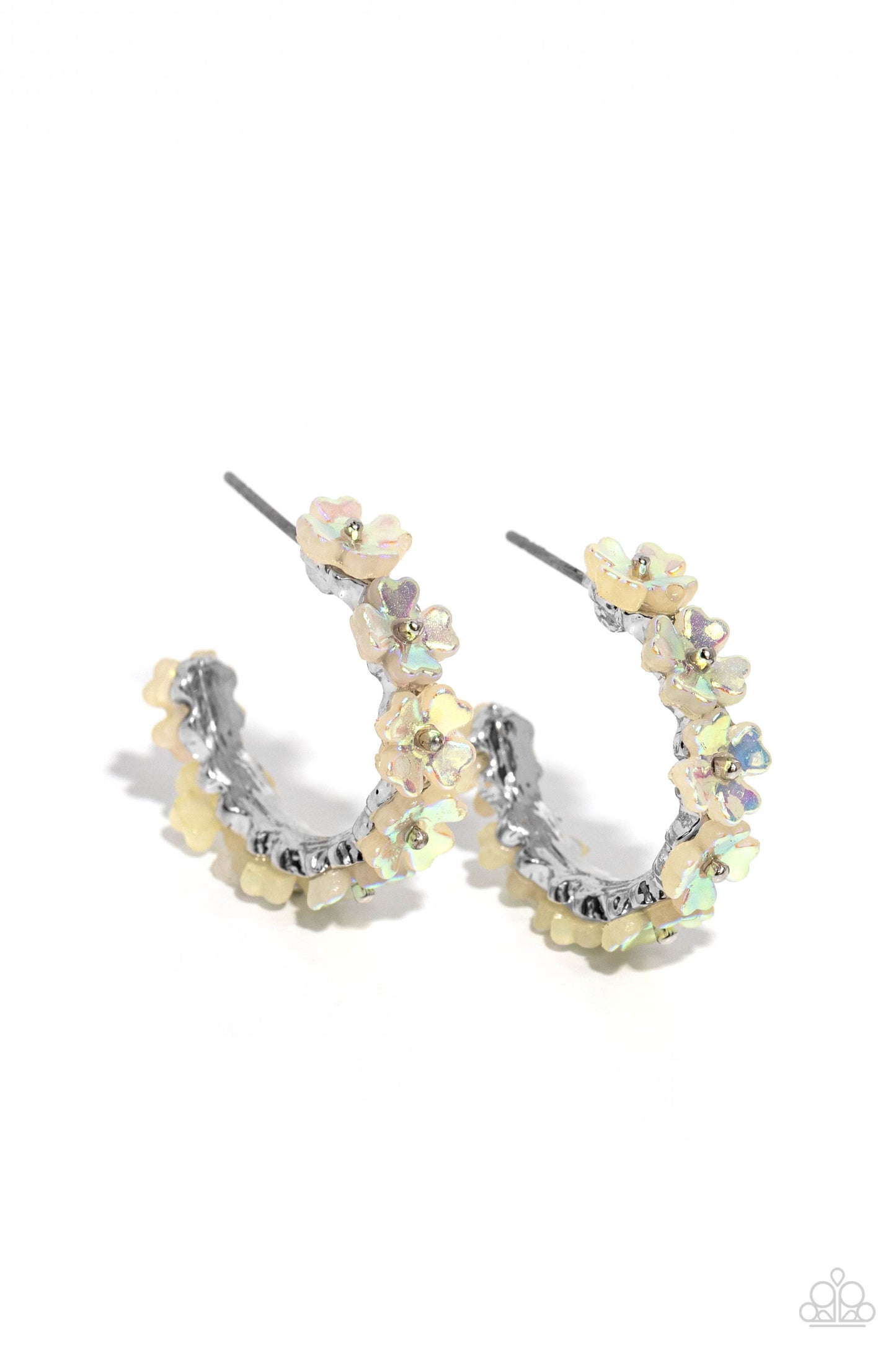 Floral Focus - White - Paparazzi Earrings