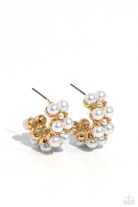 White Collar Wardrobe - Gold - Paparazzi Earrings