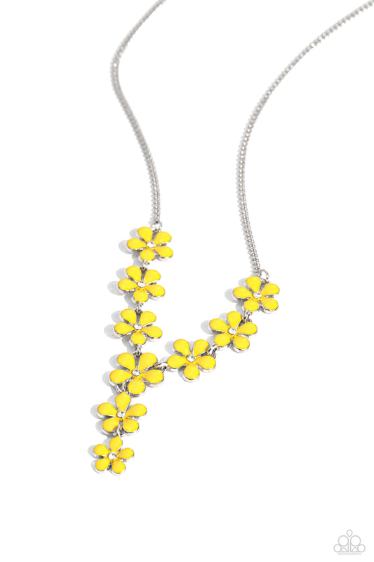 Flowering Feature - Yellow - Paparazzi Necklace