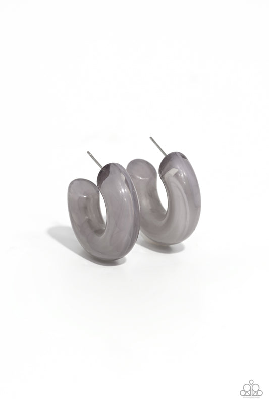 Acrylic Acclaim - Silver - Paparazzi Earrings