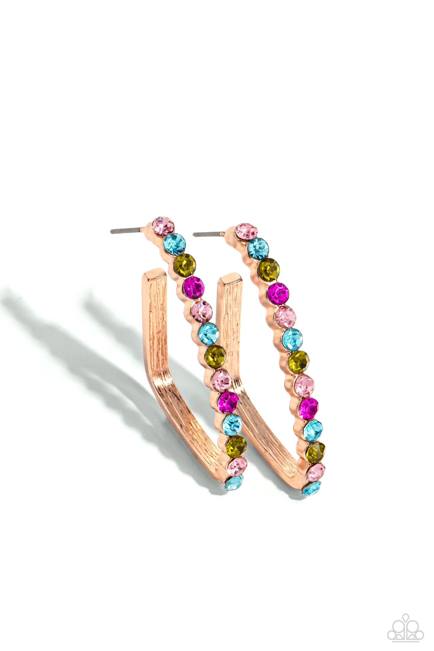 Triangular Tapestry - Rose Gold - Paparazzi Earrings