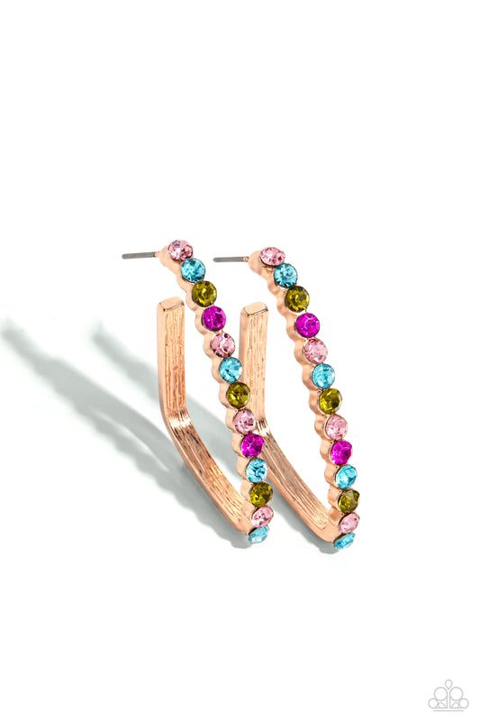 Triangular Tapestry - Rose Gold - Paparazzi Earrings