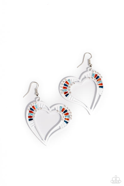 Embellished Emeralds - White - Paparazzi Earrings