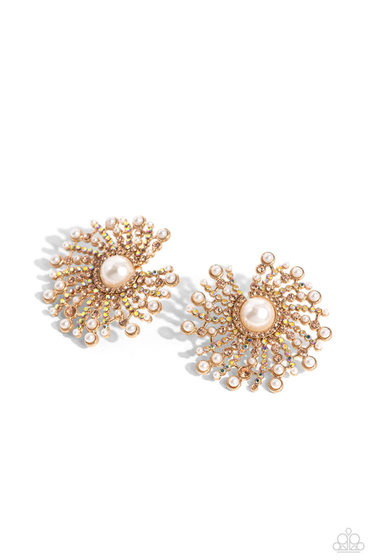 Fancy Fireworks - Gold - Paparazzi Earrings