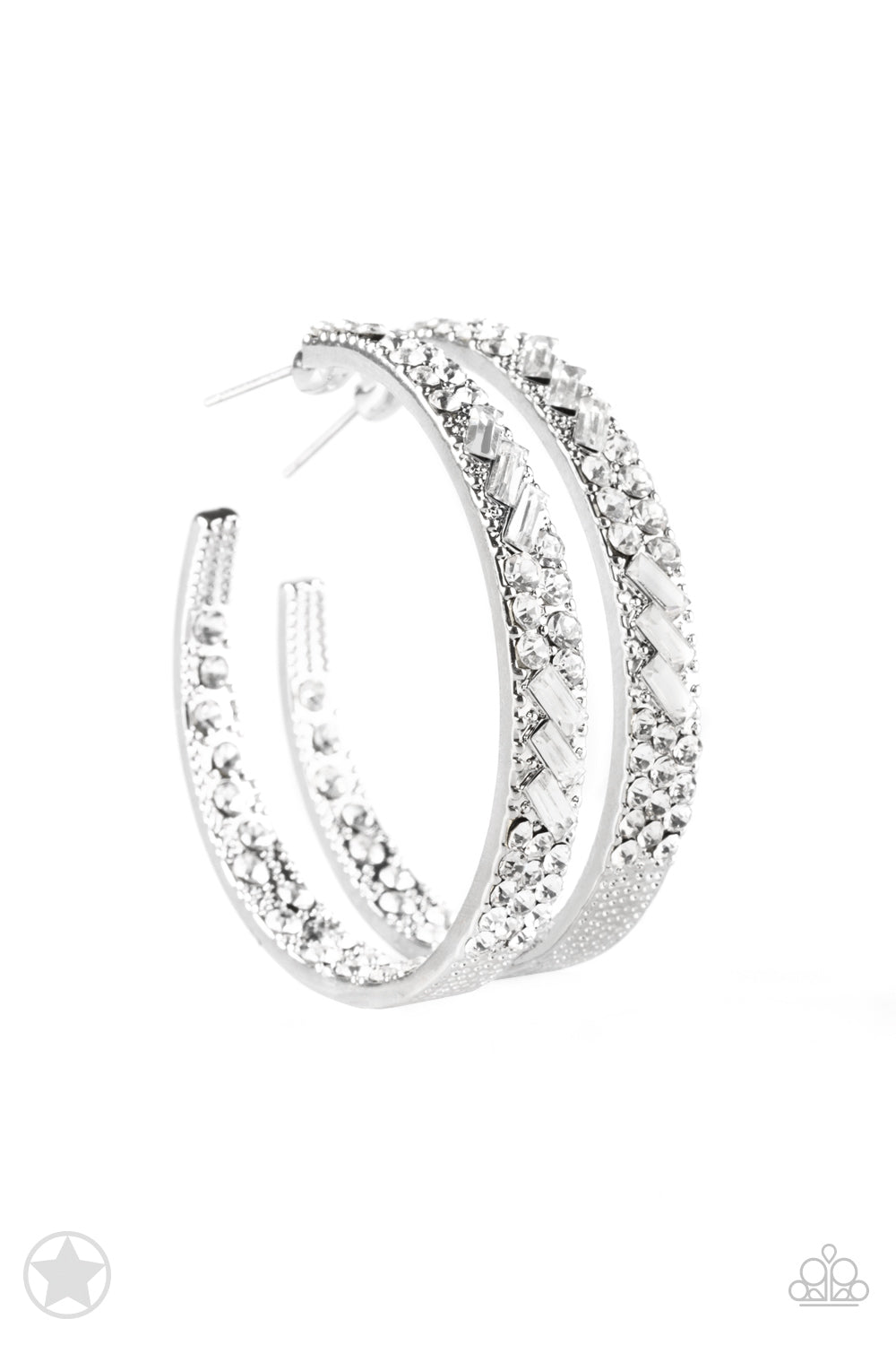 Glitzy By Association - White - Paparazzi Earrings