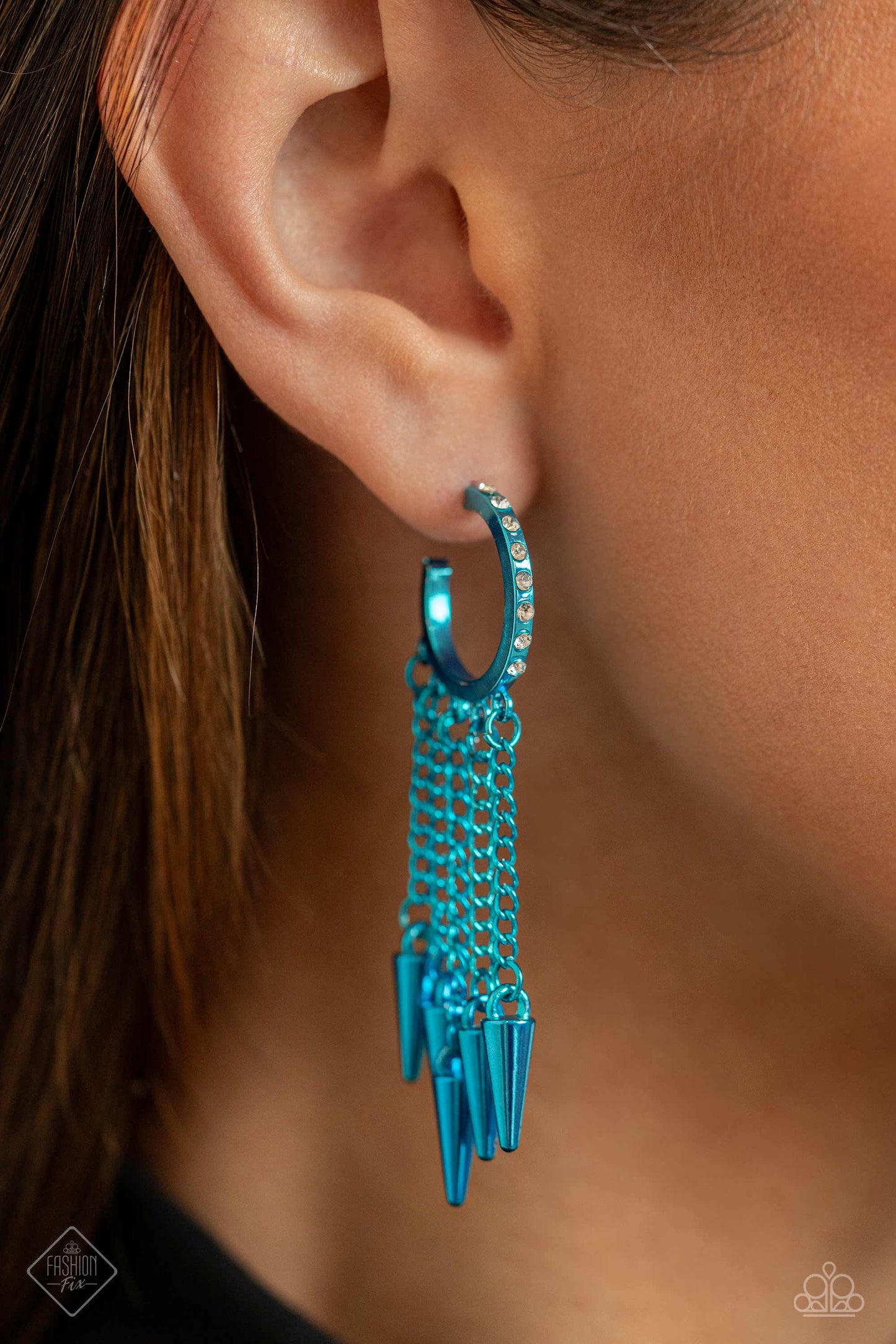 Piquant Punk - Blue - Paparazzi Earrings (2023 December Fashion Fix Earrings)