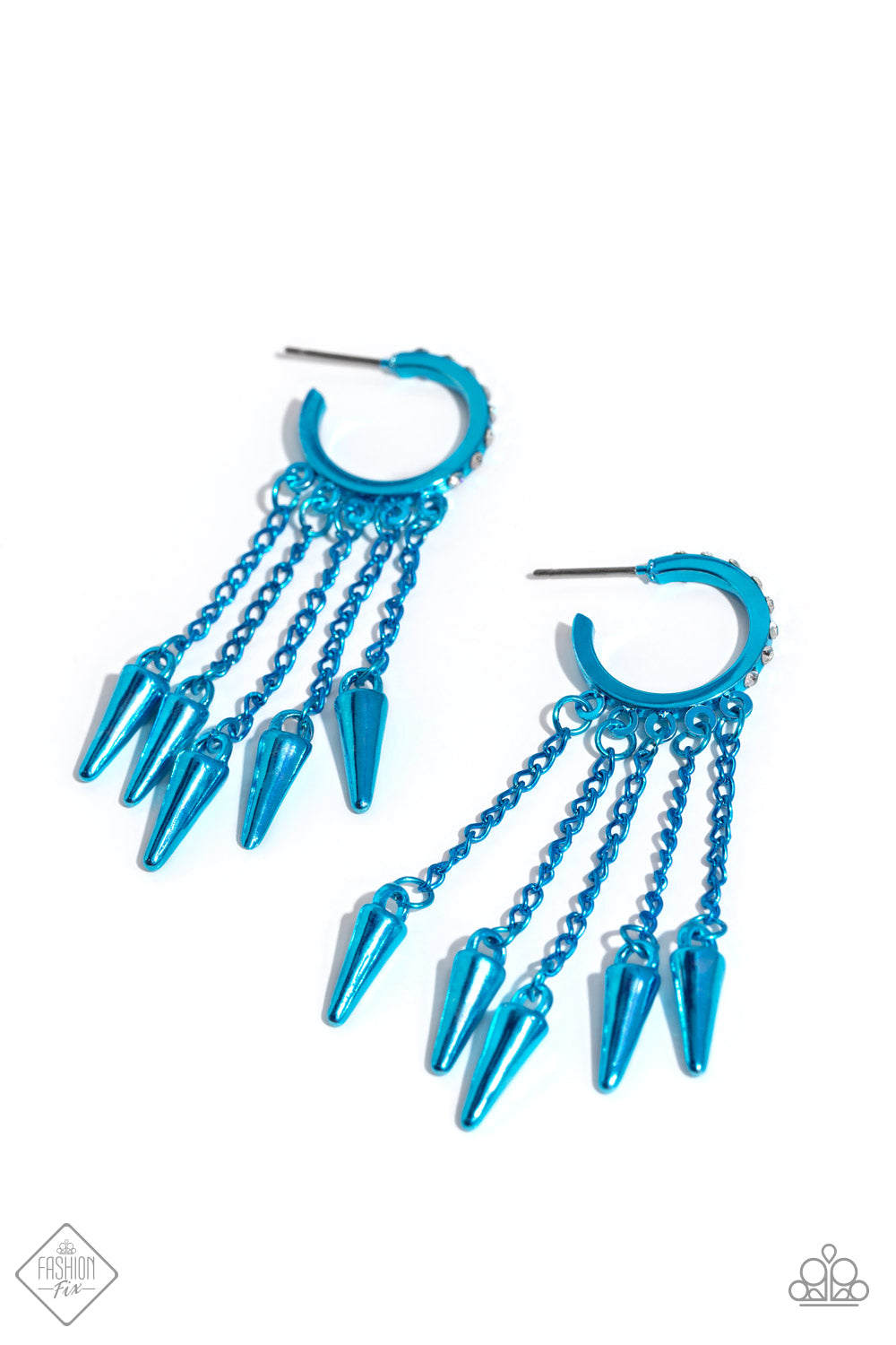 Piquant Punk - Blue - Paparazzi Earrings (2023 December Fashion Fix Earrings)