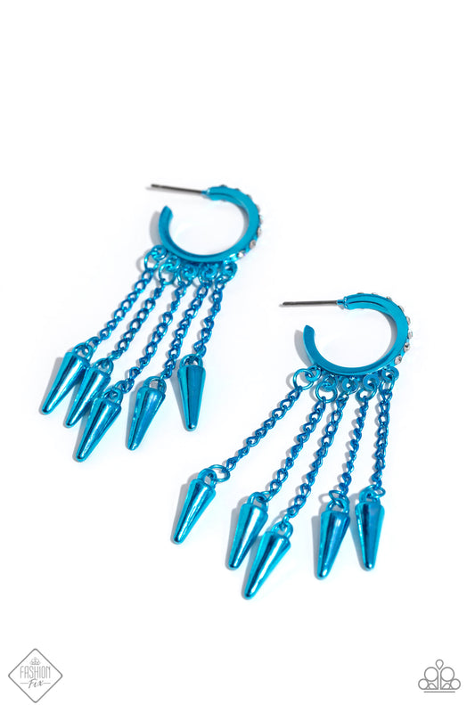 Piquant Punk - Blue - Paparazzi Earrings (2023 December Fashion Fix Earrings)