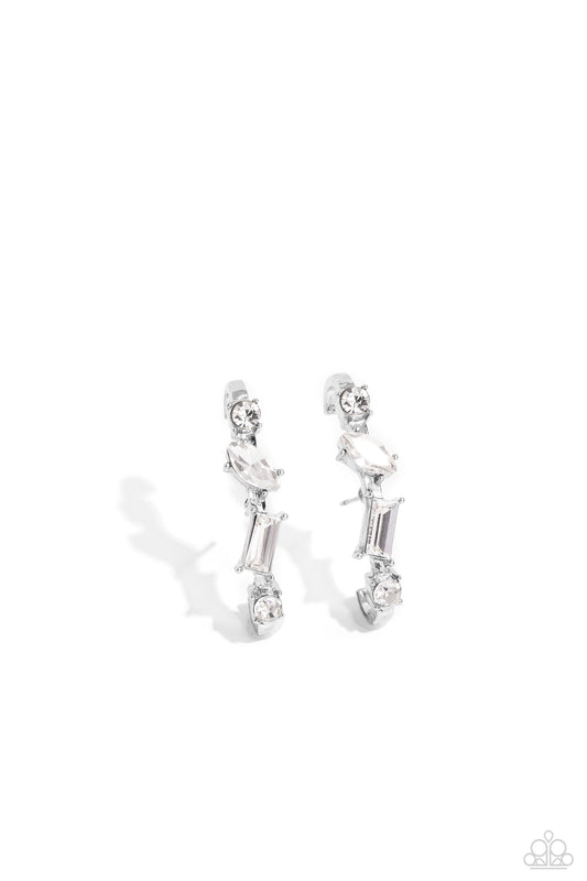 Sliding Shimmer - White - Paparazzi Earring