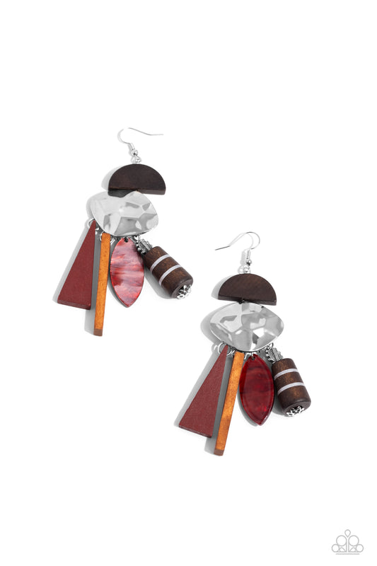 Textured Talisman - Red - Paparazzi Earrings