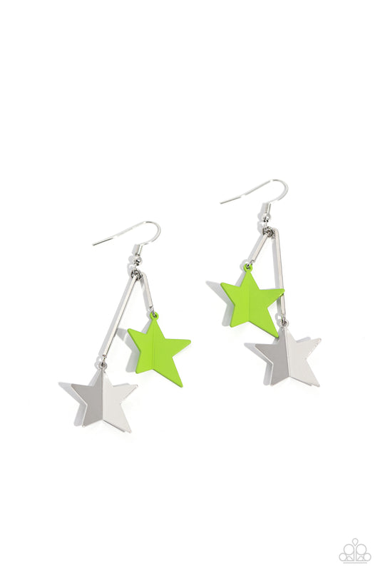 Stellar STAGGER - Green - Paparazzi Earrings