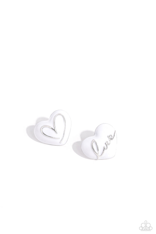 Glimmering Love - White - Paparazzi Earrings