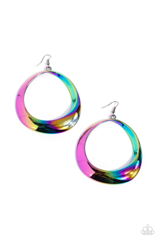 Asymmetrical Action - Multi - Paparazzi Earrings