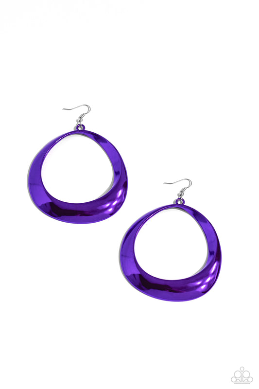 Asymmetrical Action - Purple - Paparazzi Earrings