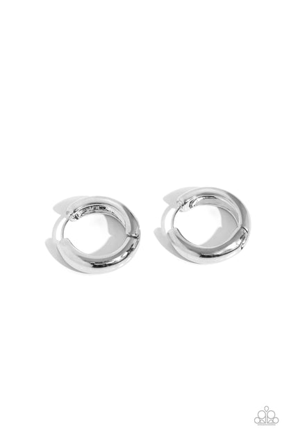 Simply Sinuous - Silver - Paparazzi Mini Hoop Earrings