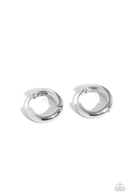 Simply Sinuous - Silver - Paparazzi Mini Hoop Earrings