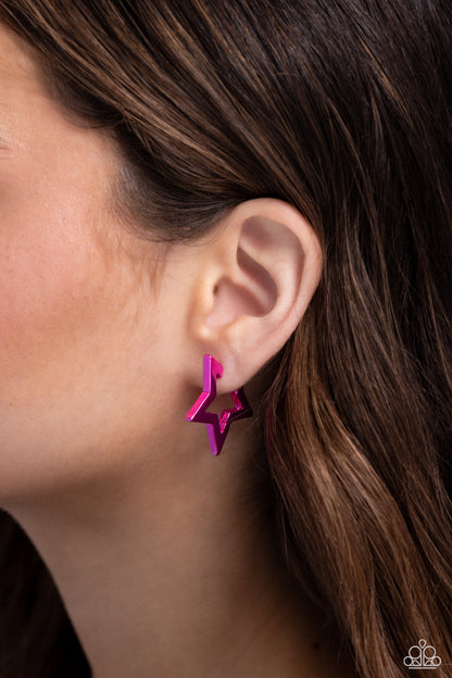 In A Galaxy STAR, STAR Away - Pink - Paparazzi Earrings