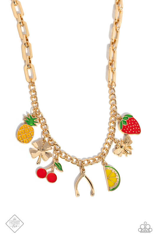 Fruit Festival - Gold - Paparazzi Necklace