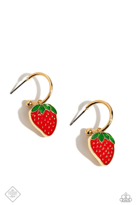 Fashionable Fruit - Gold - Paparazzi Earrings