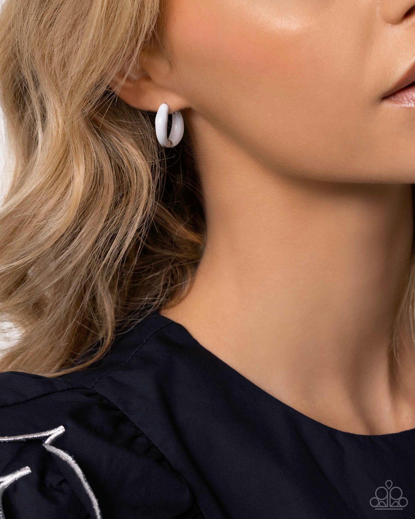 Pivoting Paint - White - Paparazzi Mini Earrings