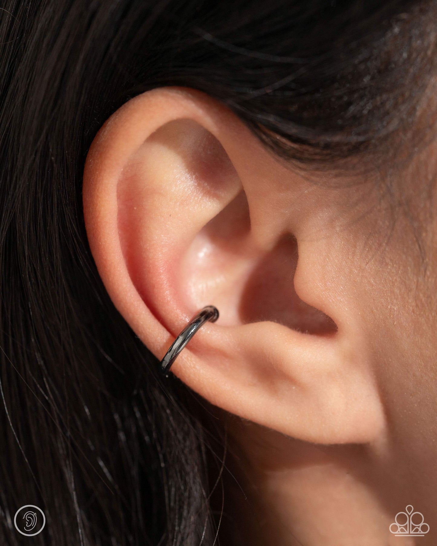 Barbell Beauty - Black - Paparazzi Ear Cuffs