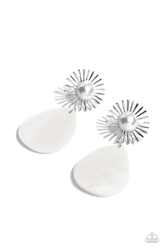 Sunburst Sophistication - White - Paparazzi Earrings