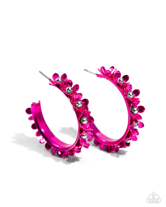 Fashionable Flower Crown - Pink - Paparazzi Earrings