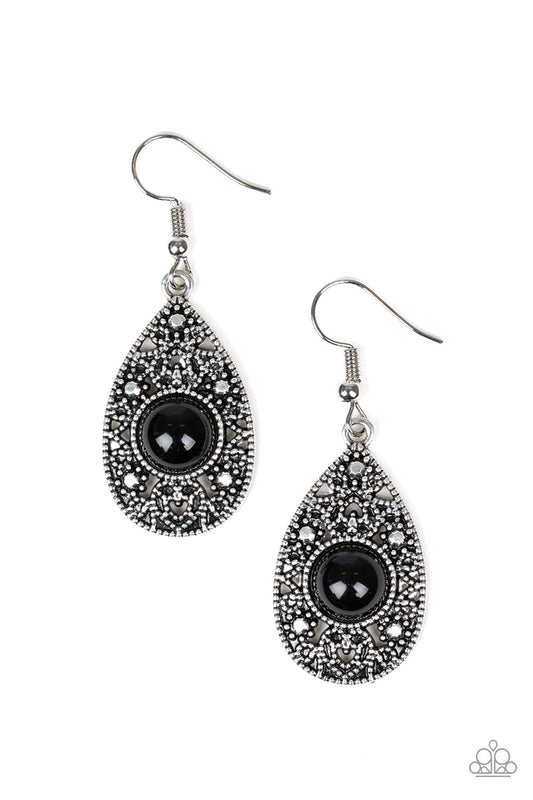 From POP To Bottom - Black - Paparazzi Earrings