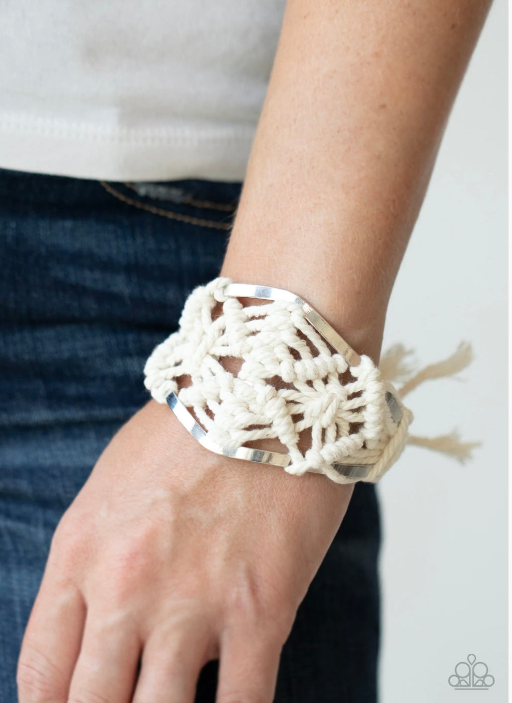 Macramé Mode - White - Paparazzi Bracelet (LOP)