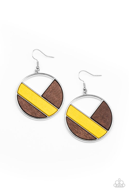 Don't Be MODest - Yellow - Paparazzi Earrings