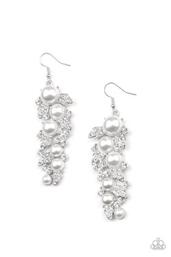 The Party Has Arrive White - Paparazzi Earrings (2022 July Life of the Party)