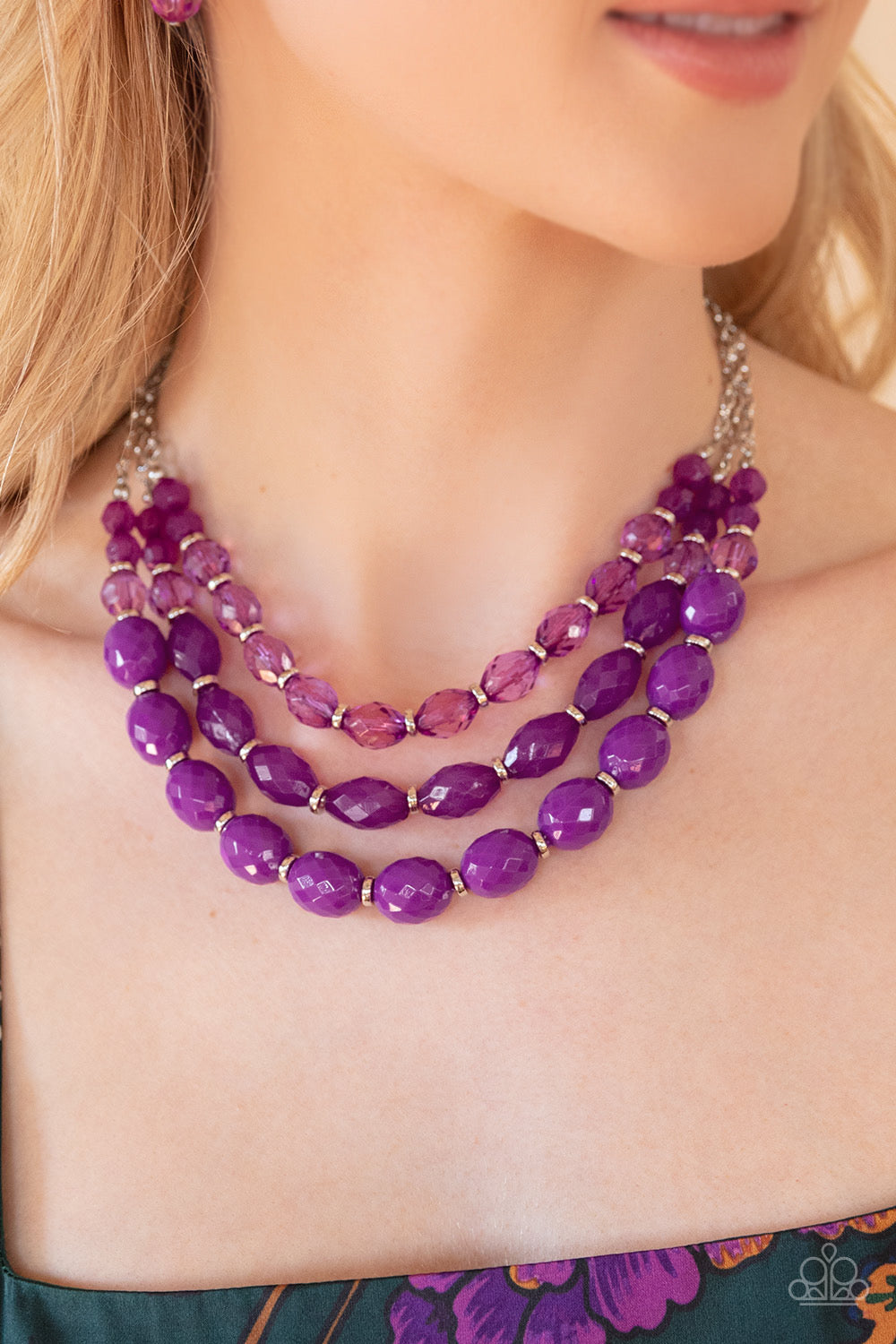 Tropical Hideaway - Purple Necklace and High Tide Hammock Purple Necklace and Bracelet Set