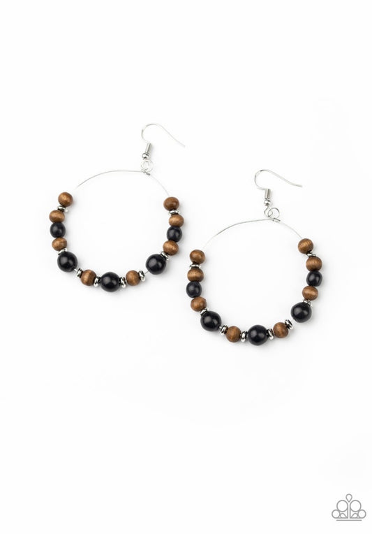 Forestry Fashion - Black - Paparazzi Earrings