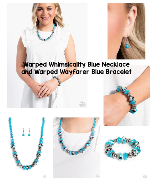 Warped Whimsicality - Blue Necklace and Warped Wayfarer Blue Bracelet
