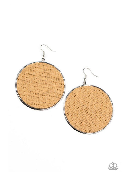 Wonderfully Woven Brown - Paparazzi Earrings