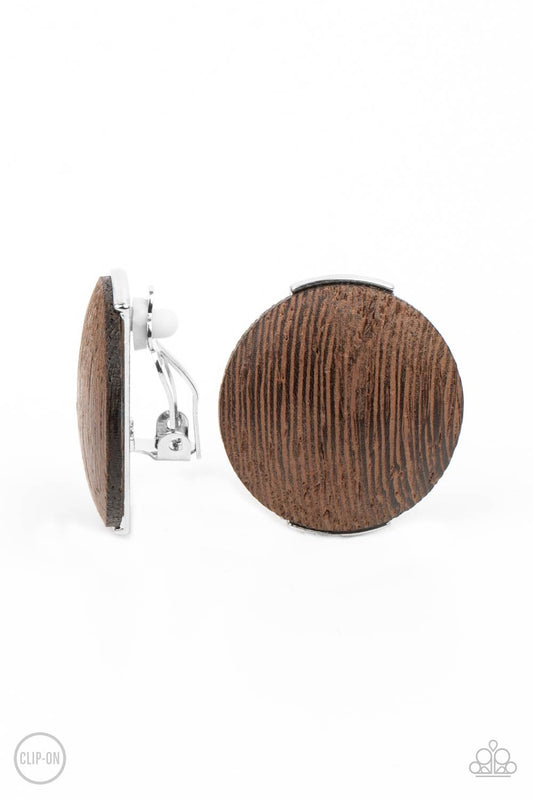 WOODWORK It - Brown - Paparazzi Earrings